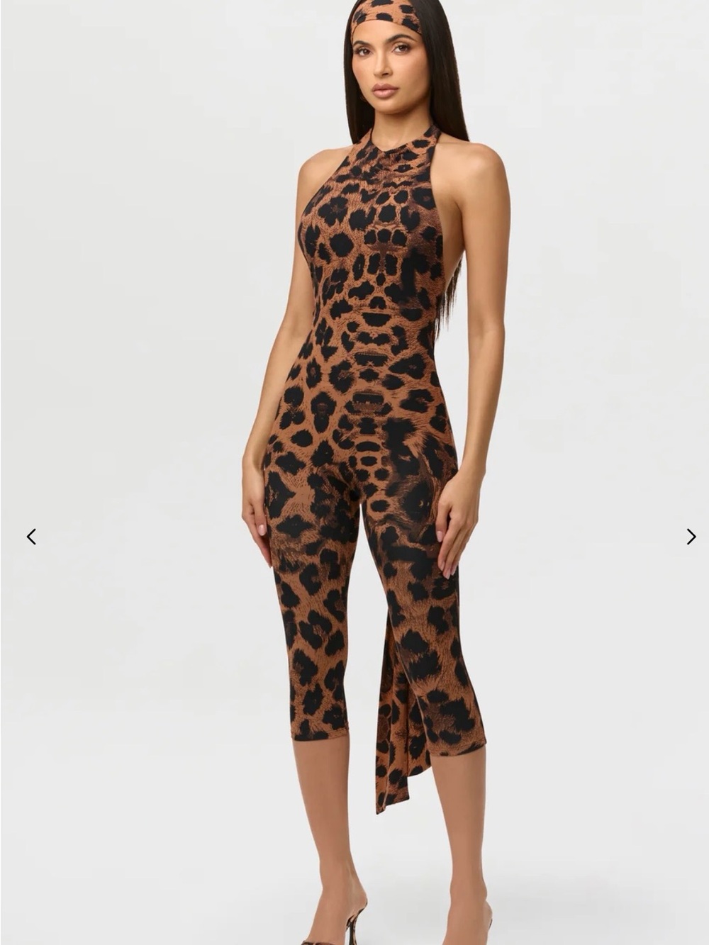 naked wardrobe Brown & Black Leopard Print Halter Jumpsuit - Picture 2 of 6